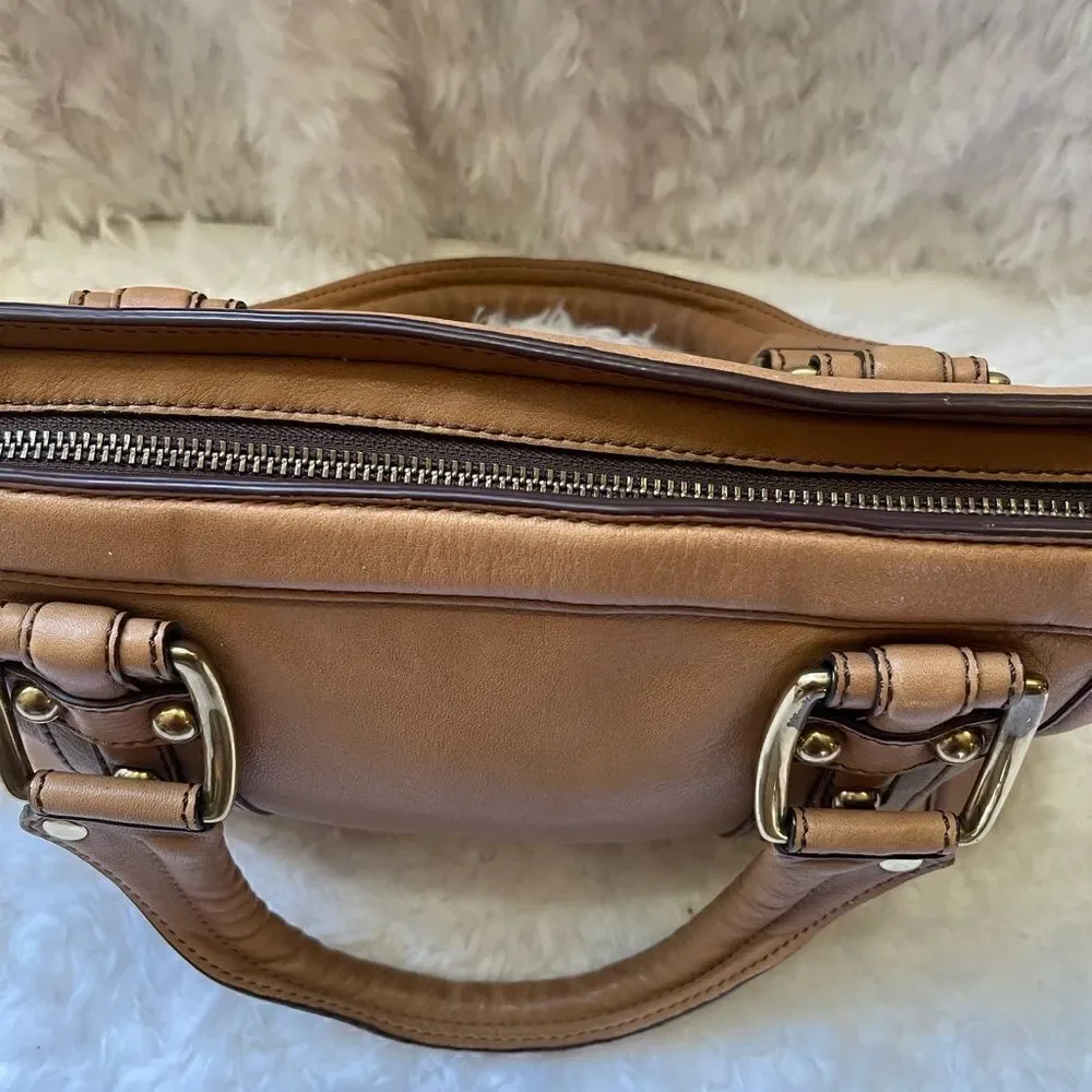 Banana Republic leather medium satchel with gold tone hardwares